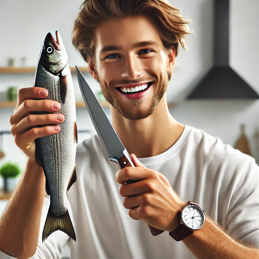 A-high-quality-realistic-image-of-a-happy-user-holding-a-fillet-knife-showcasing-the-product-in-action.-The-person-should-look-satisfied-and-confide